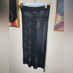 Black Crochet Pants Swim Coverup with Tie Front